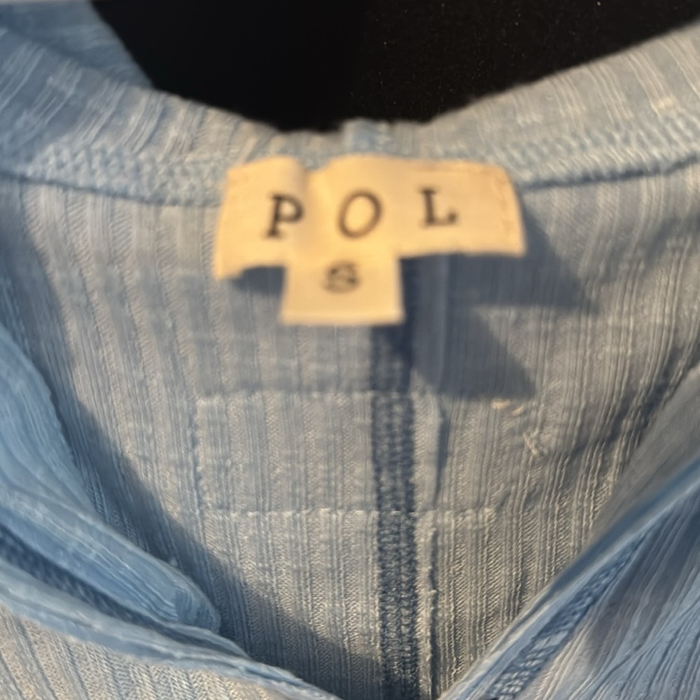 POL V-neck hoodie, relaxed fit top lace embroidered Various sizes BLUE - Picture 4 of 9